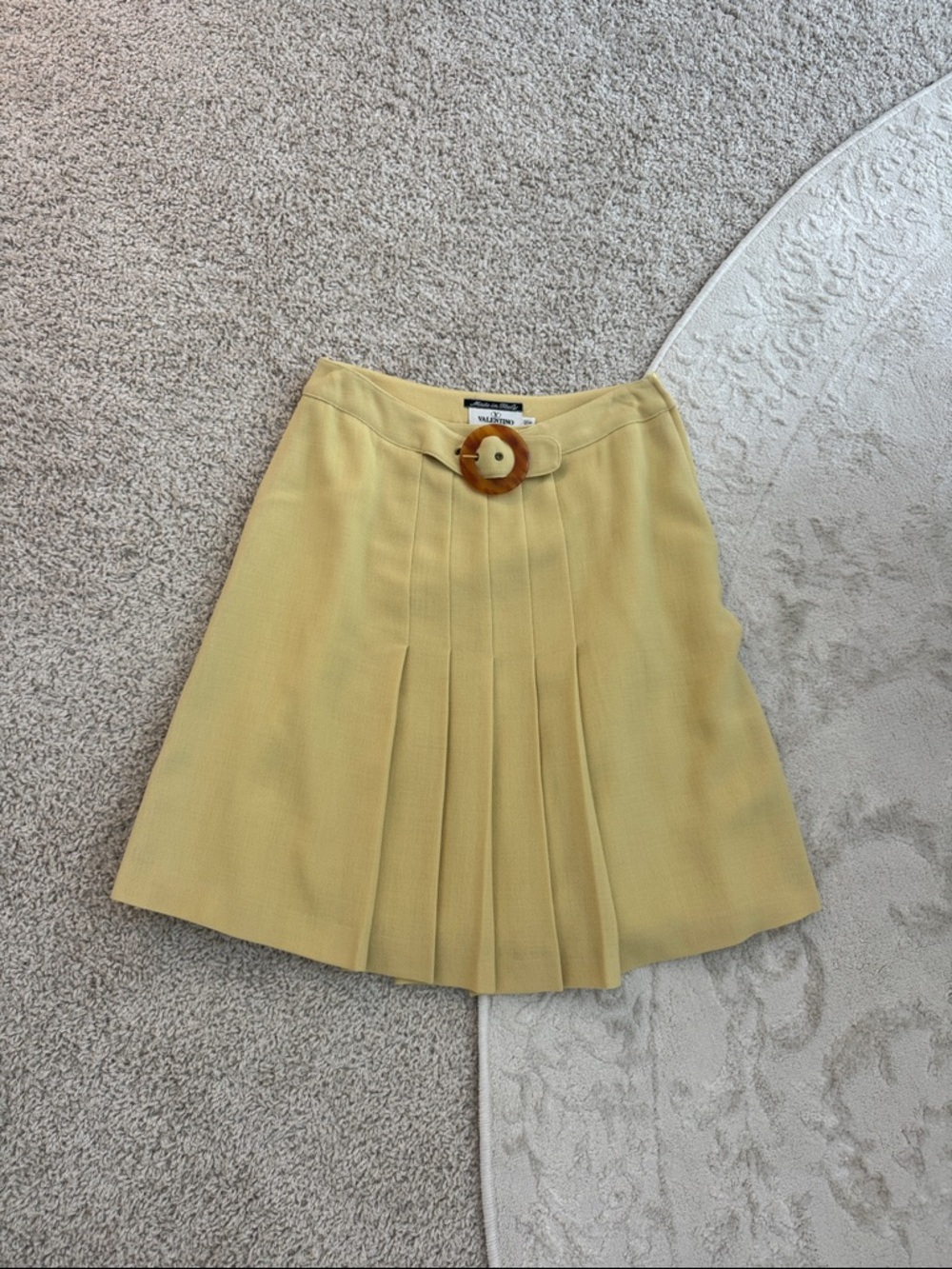 Rare Vintage Valentino Pale Yellow Pleated Skirt